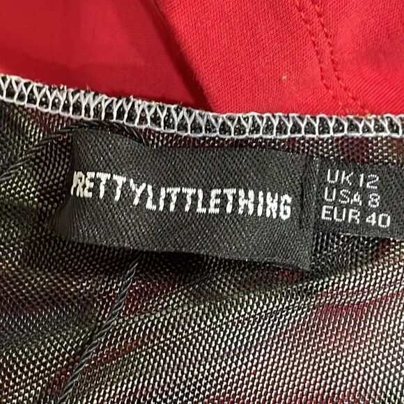 NWT Pretty Little Thing Green Swirl Mesh Dress. Size 8 M medium - Picture 8 of 9